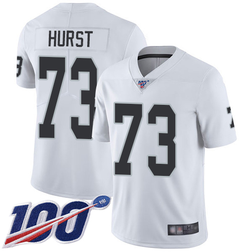 Men Oakland Raiders Limited White Maurice Hurst Road Jersey NFL Football #73 100th Season Vapor Jersey->nfl t-shirts->Sports Accessory